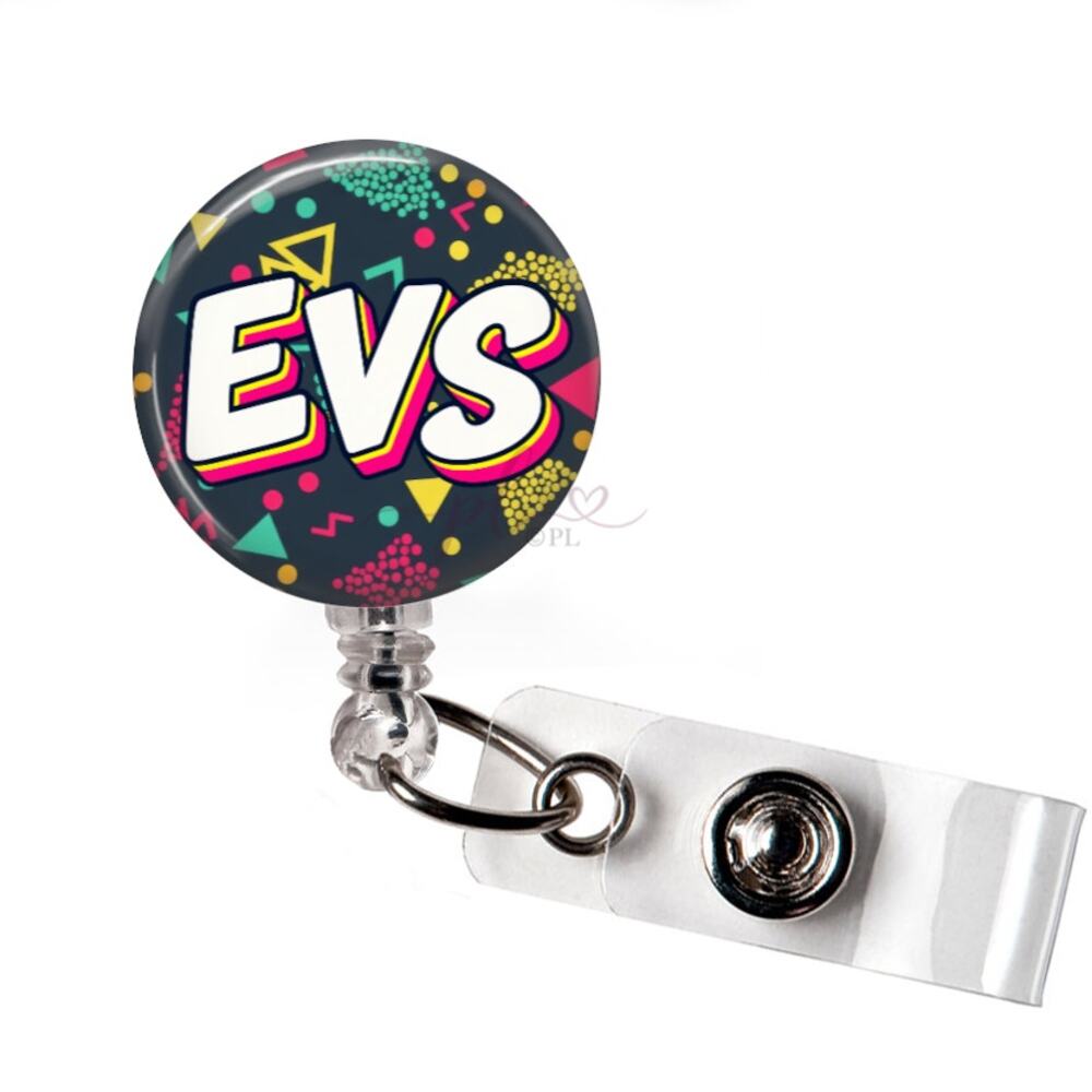 EVS Badge Reel Environmental Services Hospital Housekeeping Healthcare ID Holder
